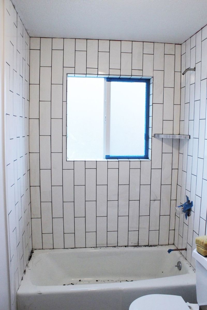 DIY Grout Shower Tub Surround Tape