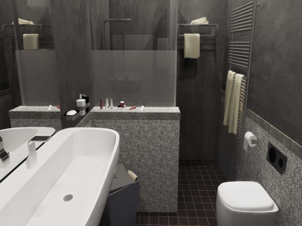 интерьер серой ванной комнаты