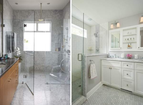 Стеклянные двери для ванной комнаты - как сделать душ без кабины
