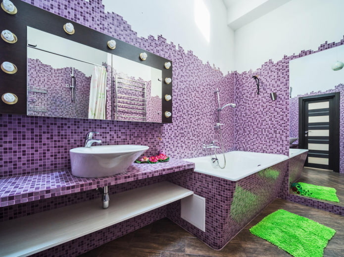 сиреневые стены в интерьере ванной