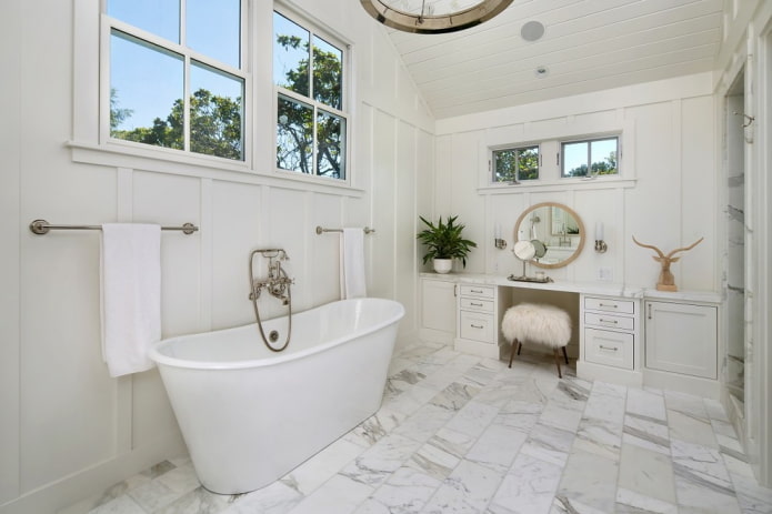 стены белого цвета в интерьере ванной