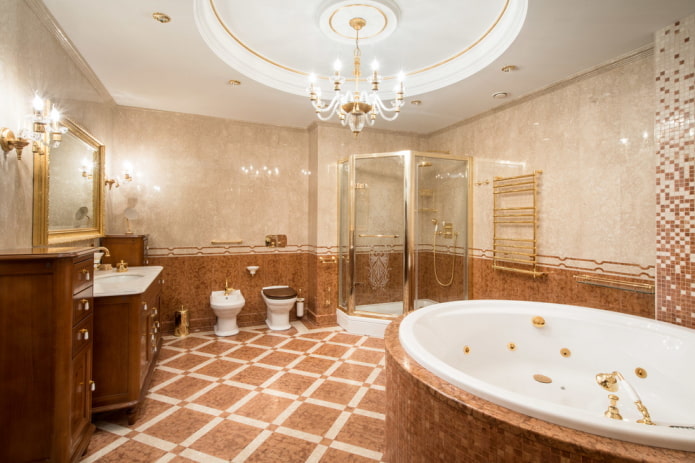 освещение в интерьере ванной в классическом стиле
