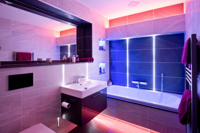 декоративное освещение в интерьере ванной