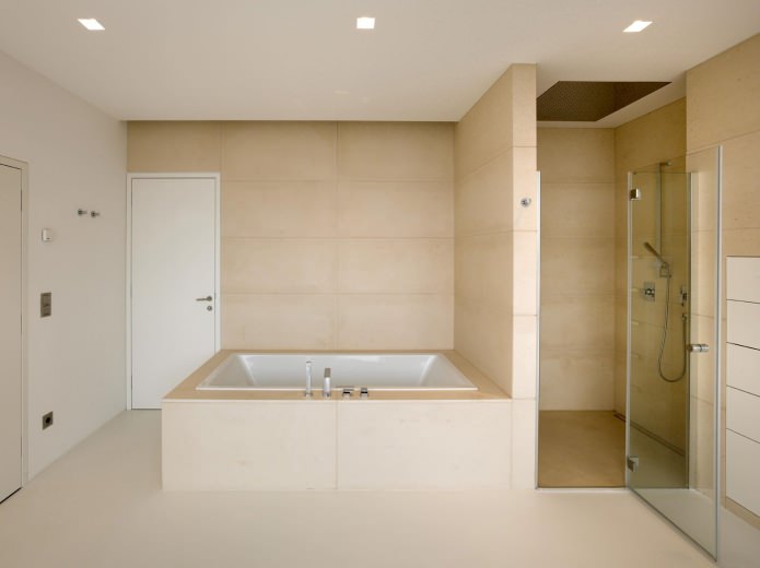 Дизайн бежевой ванной комнаты