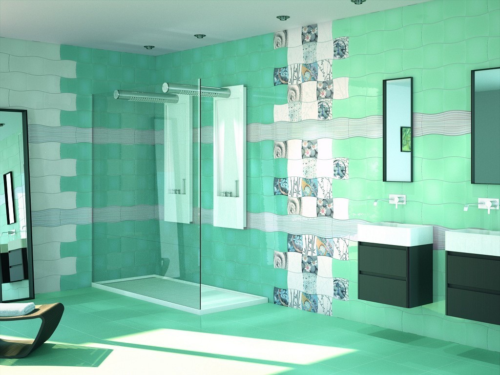 яркий дизайн плитки для ванной