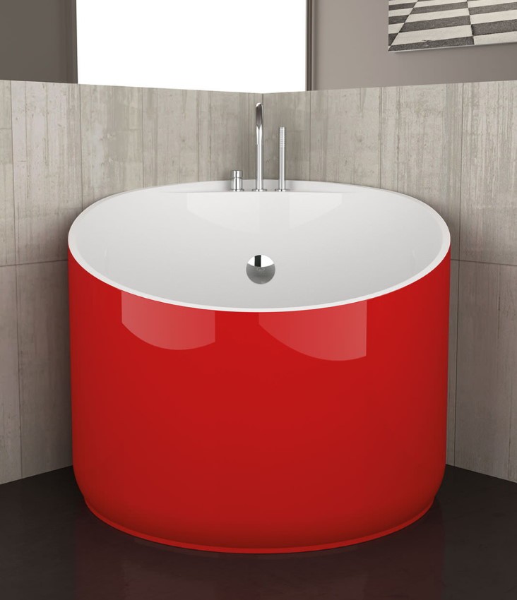 Красная акриловая ванна круглой формы