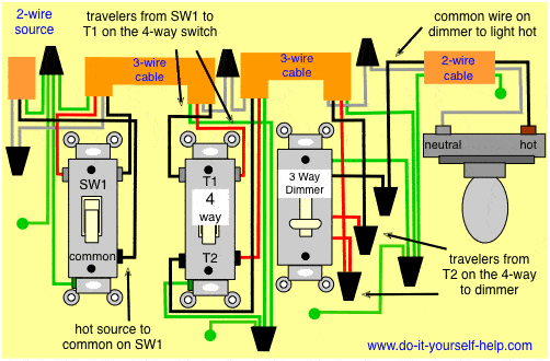 4 way dimmer switch wiring diagram