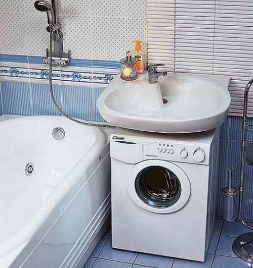 установка стиральной машины под раковину в ванной