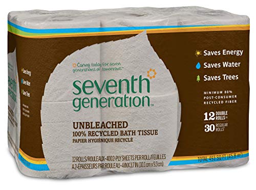 Seventh Generation Unbleached Bathroom Tissue Roll, 12-Count (Pack of 4)