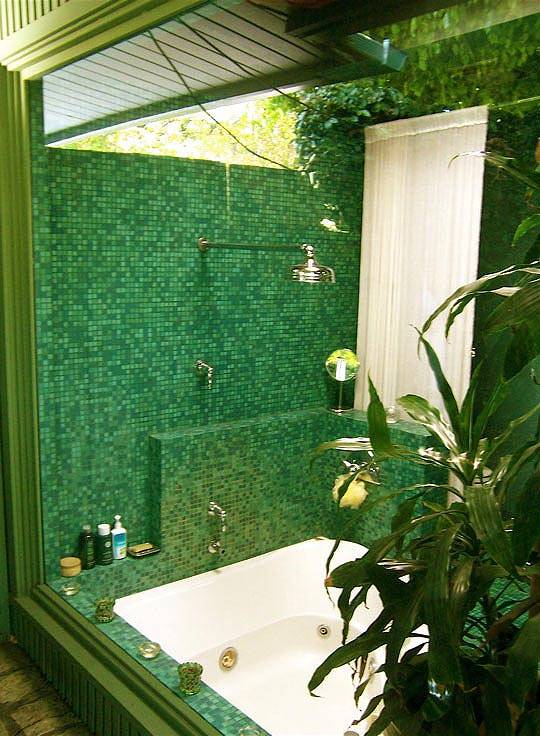 зеленый интерьер ванной комнаты фото