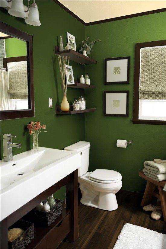 зеленый цвет в ванной комнате фото