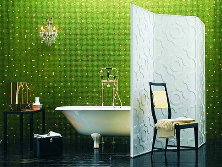 зеленый в дизайне интерьера ванной комнаты