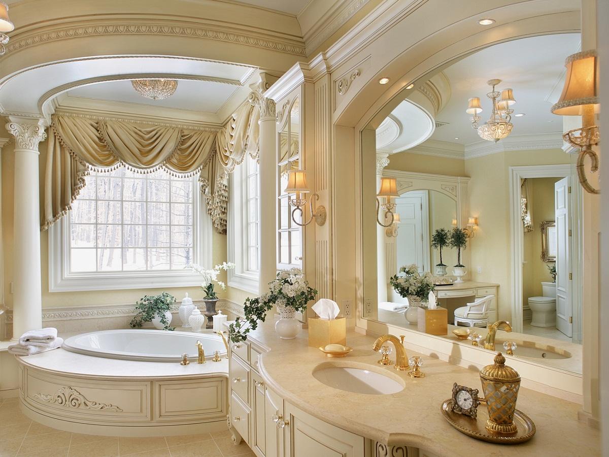 В ванную комнату, сделанную в классическом стиле, отлично впишется ванна овальной формы 