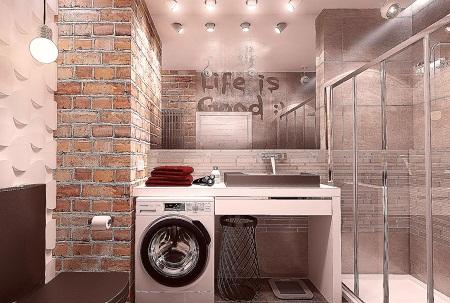 Ванная комната в стиле лофт выглядит стильно и современно 