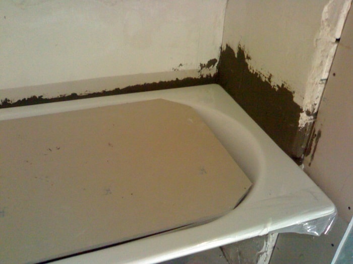 Как заделать щель в ванной цементом фото