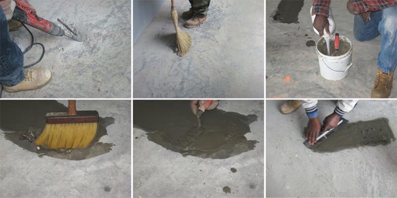 Фото: Ремонт легких повреждений в бетоне можно сделать цементно-песчаным раствором