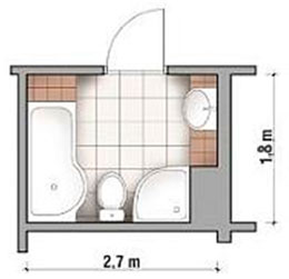 Проект дизайна ванной комнаты с ванной, унитазом и душем на 4,8 кв. м