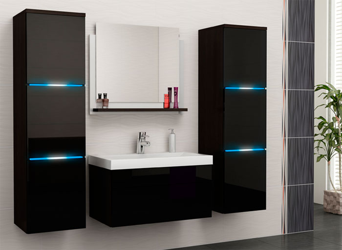 Дизайн ванной комнаты в современном стиле – глянцевые поверхности
