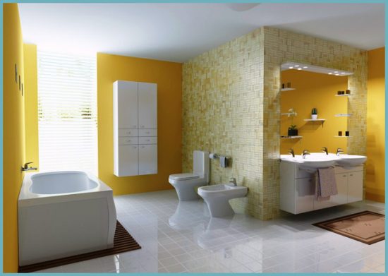 желтый цвет стен в ванной