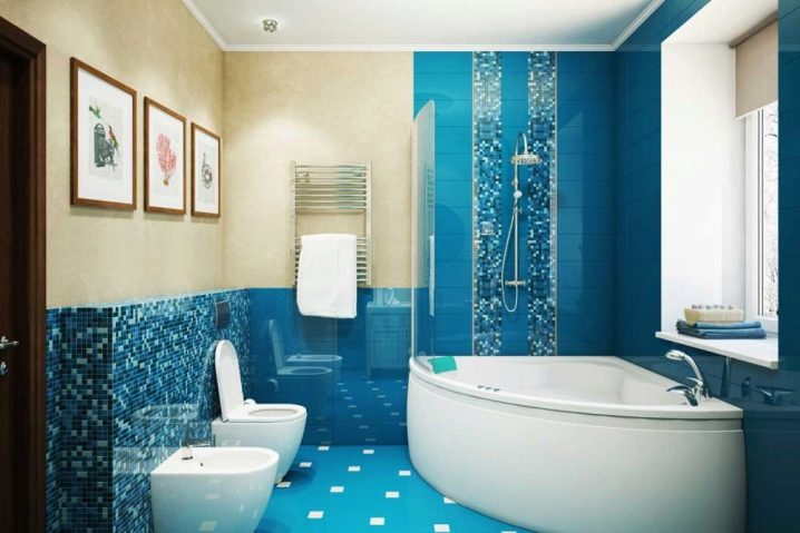 Как выбрать плитку для ванной комнаты в синих тонах?