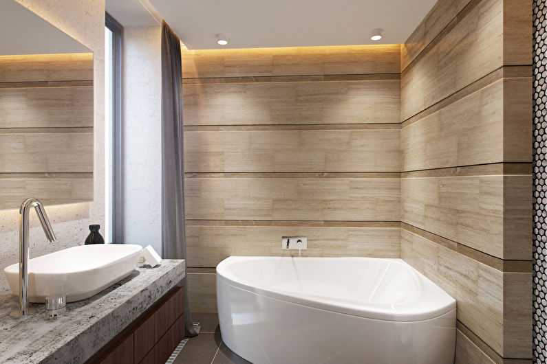 Дизайн узкой ванной комнаты - Отделка потолка