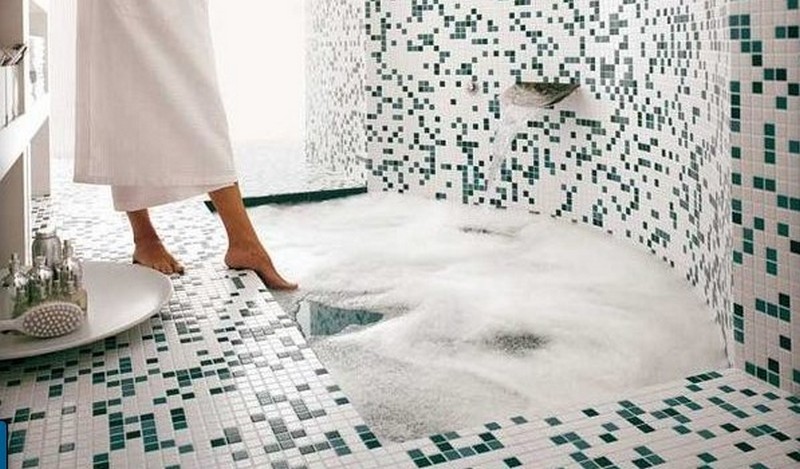 мозаика на пол в ванной фото