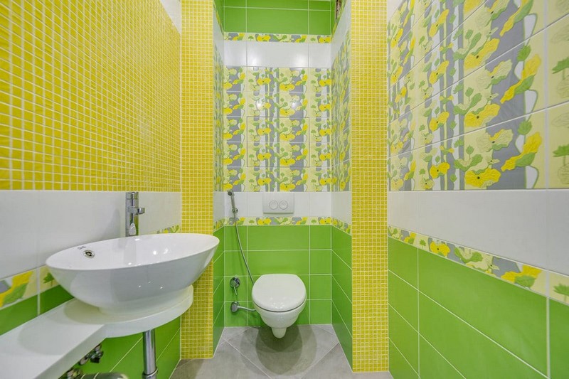 желто зеленая ванная комната фото