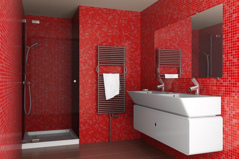 ванная комната в красных тонах фото