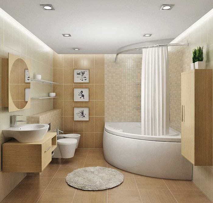 вариант необычного интерьера ванной комнаты 4 кв.м
