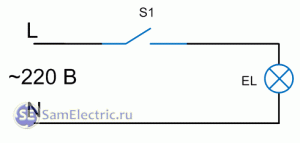 Включение лампочки через выключатель