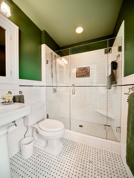 ванная комната в зеленых тонах